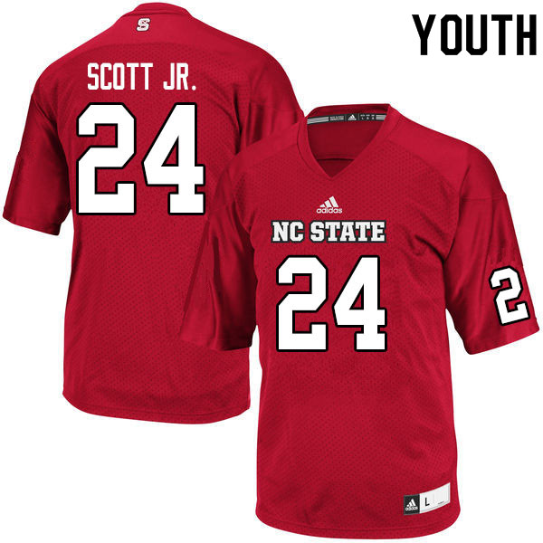 Youth #24 Christopher Scott Jr. NC State Wolfpack College Football Jerseys Sale-Red - Click Image to Close